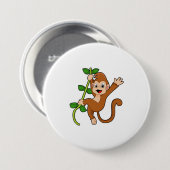 aap in het Oerwoud Ronde Button 7,6 Cm (Voorkant /achterkant)