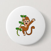aap in het Oerwoud Ronde Button 7,6 Cm (Voorkant)