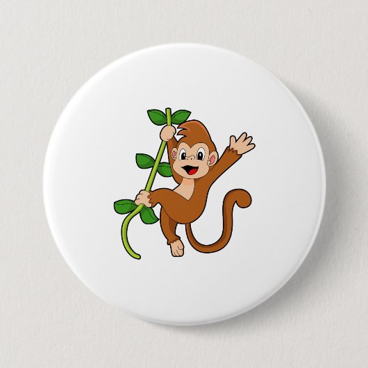 aap in het Oerwoud Ronde Button 7,6 Cm (Voorkant)