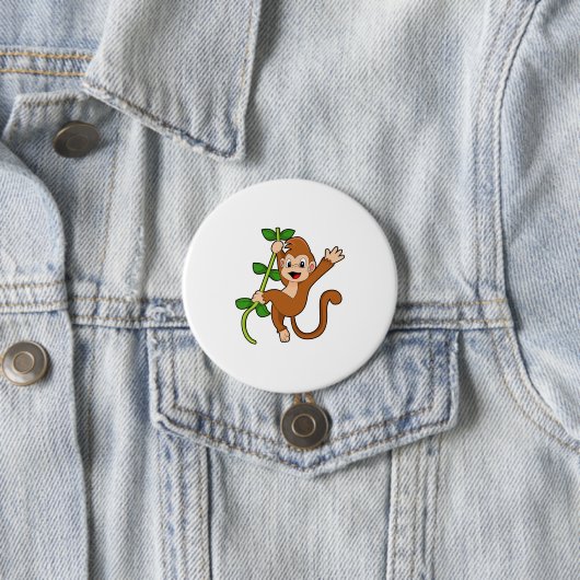 aap in het Oerwoud Ronde Button 7,6 Cm (In situ)
