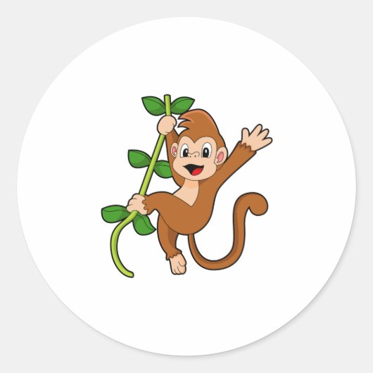 aap in het Oerwoud Ronde Sticker (Voorkant)