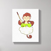 aap in kruislegge op wolken canvas afdruk (Voorkant)