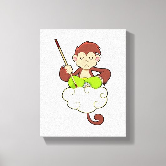 aap in kruislegge op wolken canvas afdruk (Voorkant)