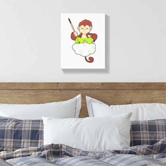 aap in kruislegge op wolken canvas afdruk (Insitu (Slaapkamer))