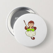 aap in kruislegge op wolken ronde button 7,6 cm (Voorkant /achterkant)