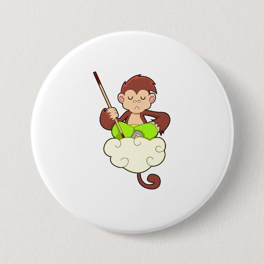 aap in kruislegge op wolken ronde button 7,6 cm (Voorkant)