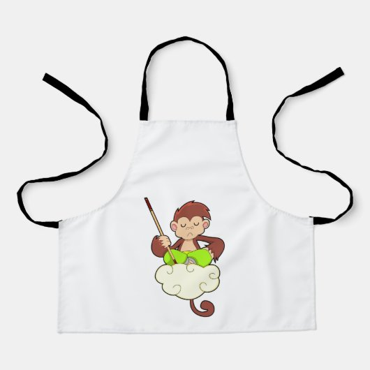 aap in kruislegge op wolken schort (Voorkant)