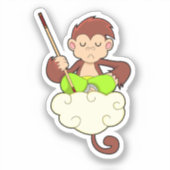 aap in kruislegge op wolken sticker (Voorkant)
