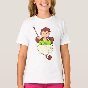aap in kruislegge op wolken t-shirt