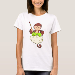 aap in kruislegge op wolken t-shirt
