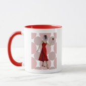 aap in rode dress met wijn mok (Links)