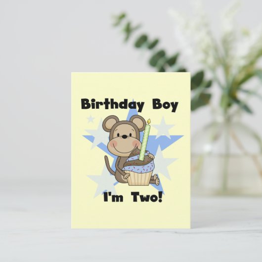 Aap Jongen 2e Verjaardag Tshirts en geschenken Briefkaart (Staand voorkant)