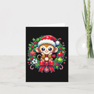 Aap Kerstman Hoed Kerstmis Kaart