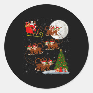Aap Kerstman slee vliegend grappig magisch Kerstmi Ronde Sticker