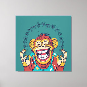 Aap lachend canvas afdruk