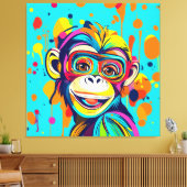 Aap lachend canvas afdruk (Insitu (Woonkamer))