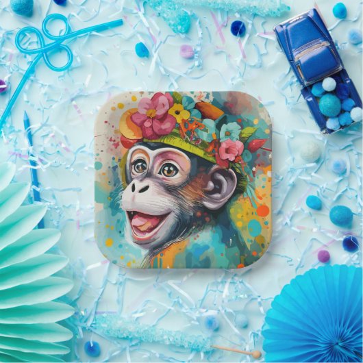 Aap lachend papieren bordje (Feest)