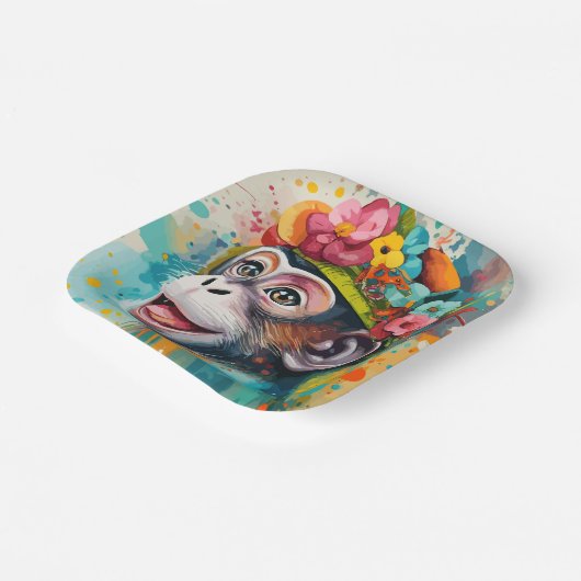 Aap lachend papieren bordje (Gebogen)