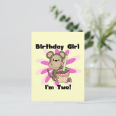 Aap Meisje 2e Verjaardag Tshirts en geschenken Briefkaart (Staand voorkant)