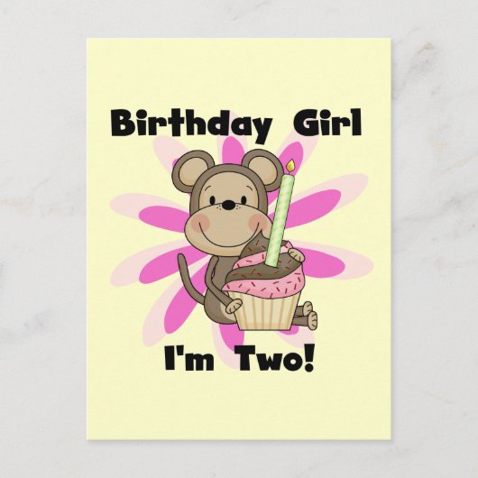 Aap Meisje 2e Verjaardag Tshirts en geschenken Briefkaart (Voorkant)