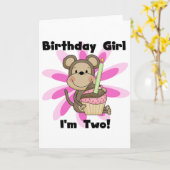 Aap Meisje 2e Verjaardag Tshirts en geschenken Kaart (Gele Bloem)