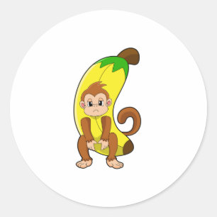 Aap met banaan ronde sticker