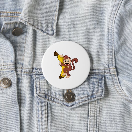 aap met bananen (1).PNG Ronde Button 7,6 Cm (In situ)