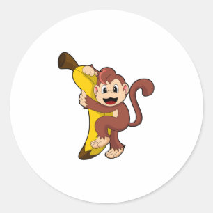 aap met bananen (1).PNG Ronde Sticker