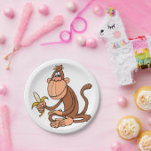 aap met bananen papieren bordje (Feest)