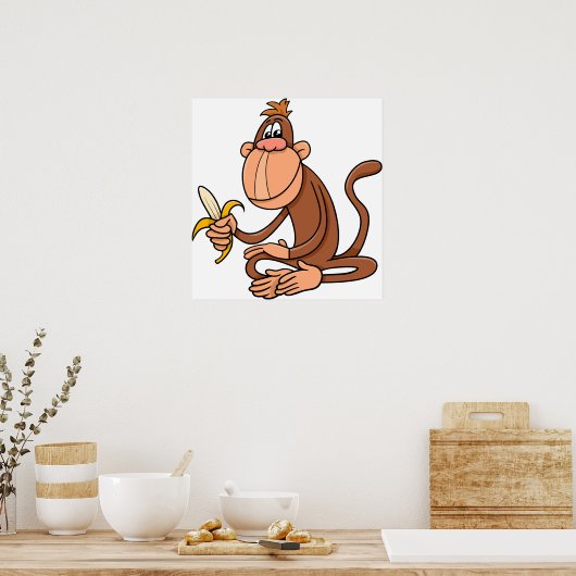 aap met bananen poster (Keuken)