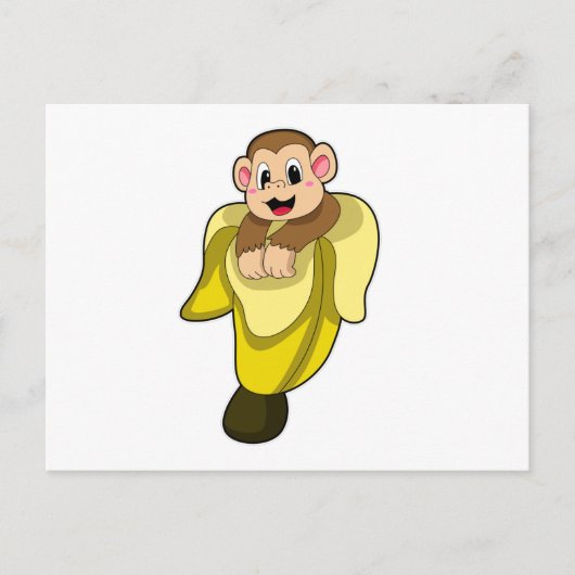 Aap met bananenschil briefkaart (Voorkant)