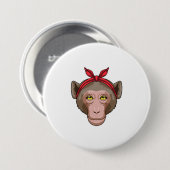 aap met Bandana Ronde Button 7,6 Cm (Voorkant /achterkant)