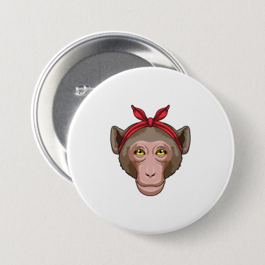 aap met Bandana Ronde Button 7,6 Cm (Voorkant /achterkant)
