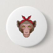 aap met Bandana Ronde Button 7,6 Cm (Voorkant)