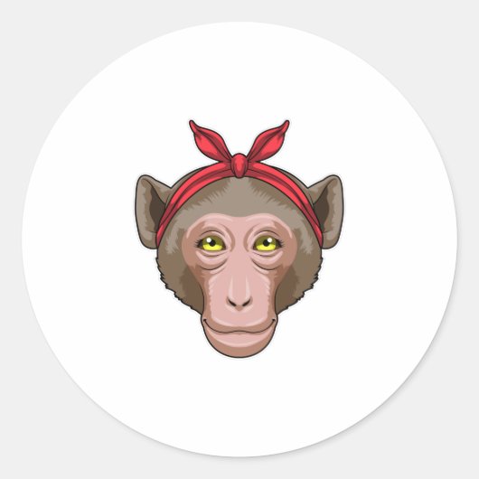 aap met Bandana Ronde Sticker (Voorkant)