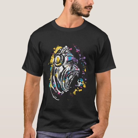 aap met DJ-hoofdtelefoon en zonnebrillen T-shirt (Voorkant)