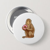 aap met Donut Ronde Button 7,6 Cm (Voorkant /achterkant)