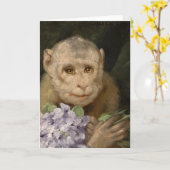 Aap met een boeket viooltjes | Gabriel von Max Kaart (Gele Bloem)