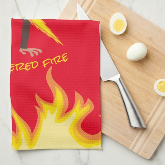 aap met een vlammenwerper theedoek (Quarter Fold)