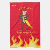 aap met een vlammenwerper theedoek (Verticaal)