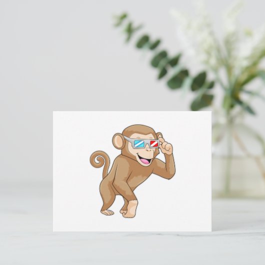 Aap met een zonnebril briefkaart (Staand voorkant)