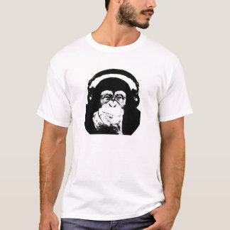 aap met hoofdtelefoon t-shirt
