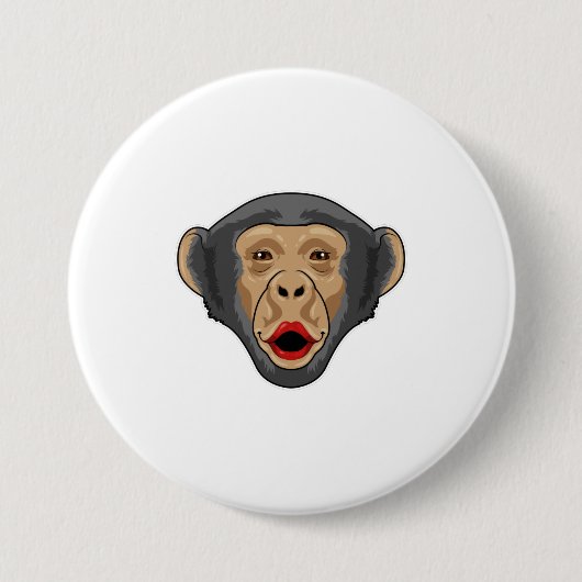 aap met Kiss-mond Ronde Button 7,6 Cm (Voorkant)