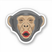 aap met Kiss-mond Sticker (Voorkant)