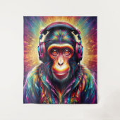 Aap met koptelefoon wandkleed (Voorkant)