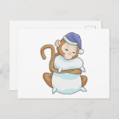 Aap met kussen & slaperig hoofd briefkaart (Voorkant / Achterkant)