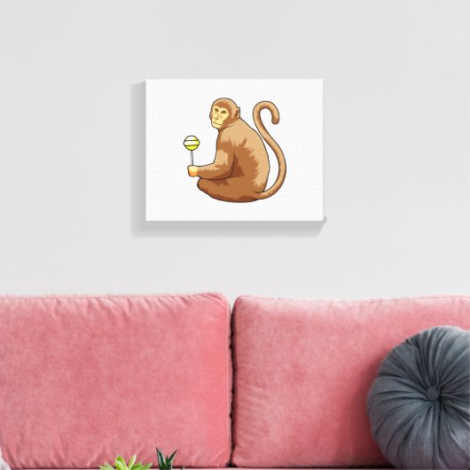 aap met Lollipop Canvas Afdruk (Insitu (Woonkamer))