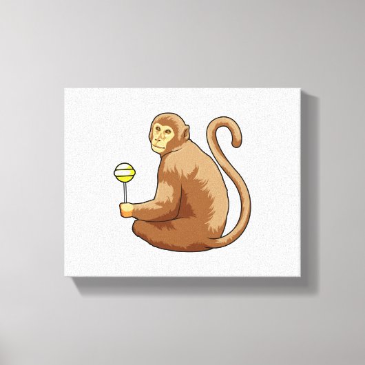 aap met Lollipop Canvas Afdruk (Voorkant)