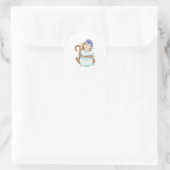 aap met Pillow en Sleepyhead Ronde Sticker (Tas)