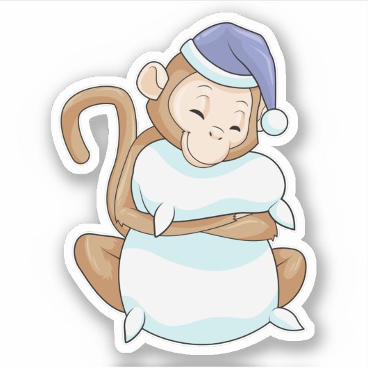aap met Pillow en Sleepyhead Sticker (Voorkant)